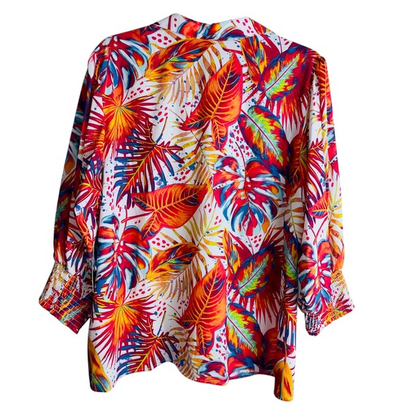 Ali Miles Womens 2X Fall Leaves Novelty Pattern Tunic Top NWT - Picture 2 of 7